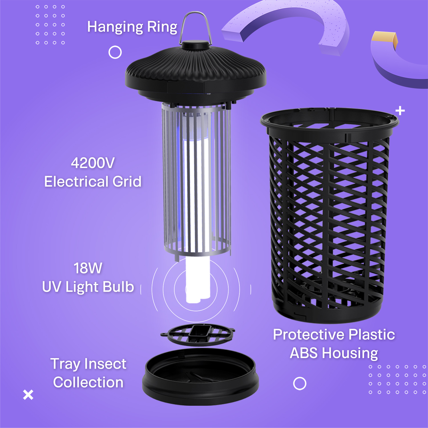 Bug Zapper 4200V for Outdoor and Indoor, Waterproof Electric Mosquito Zappers, Mosquito lamp, Electronic Bug Zapper Light Bulb
